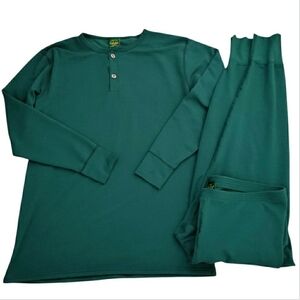 Vintage USA Cabela's Fleece Base Layer Long John Set Henley Outdoor Winter